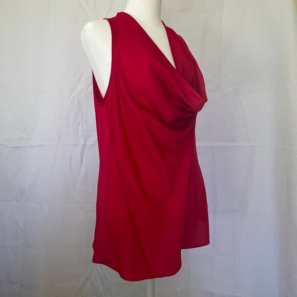 Ann Taylor Red Cowl Neck Back Zipper Sleeveless Top 8 - Picture 5 of 8